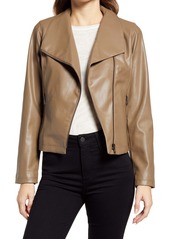 Halogen® Drape Collar Faux Leather Jacket