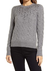 Halogen® Embellished Cable Sweater