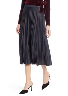 Halogen® Metallic Pleat Midi Skirt (Regular & Petite)