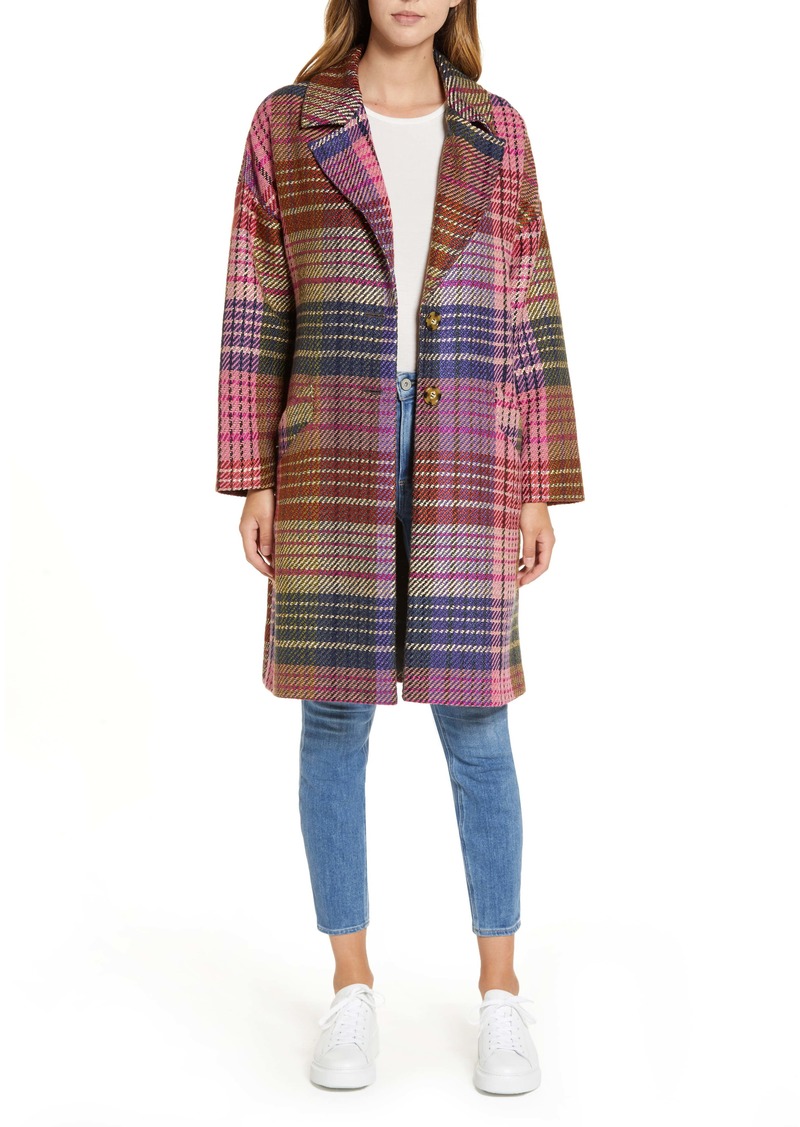 Halogen® Plaid Tweed Coat