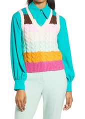 Halogen® x Atlantic-Pacific Stripe Cable Knit Sweater Vest