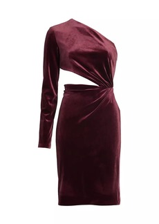 Halston Amara Velvet One-Shoulder Cutout Dress