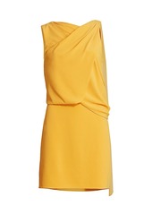 Halston Asymmetrical Draped Mini Dress