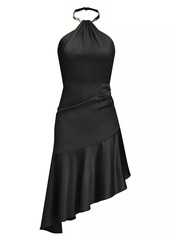 Halston Beverly Satin Halterneck Minidress