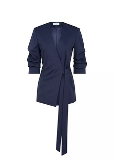 Halston Bexley Wool-Blend Self-Tie Wrap Jacket