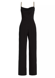 Halston Brea Stretch Crepe Wide Jumpsuit