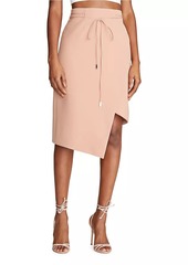 Halston Brigid Stretch-Crepe Asymmetric Skirt