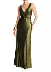 Halston Cassandra Sequined & Barbell-Embellished Gown