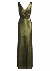 Halston Cassandra Sequined & Barbell-Embellished Gown