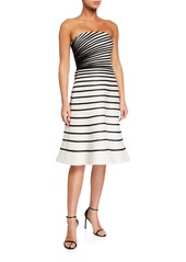 Halston Colorblock Striped Strapless Faille Dress