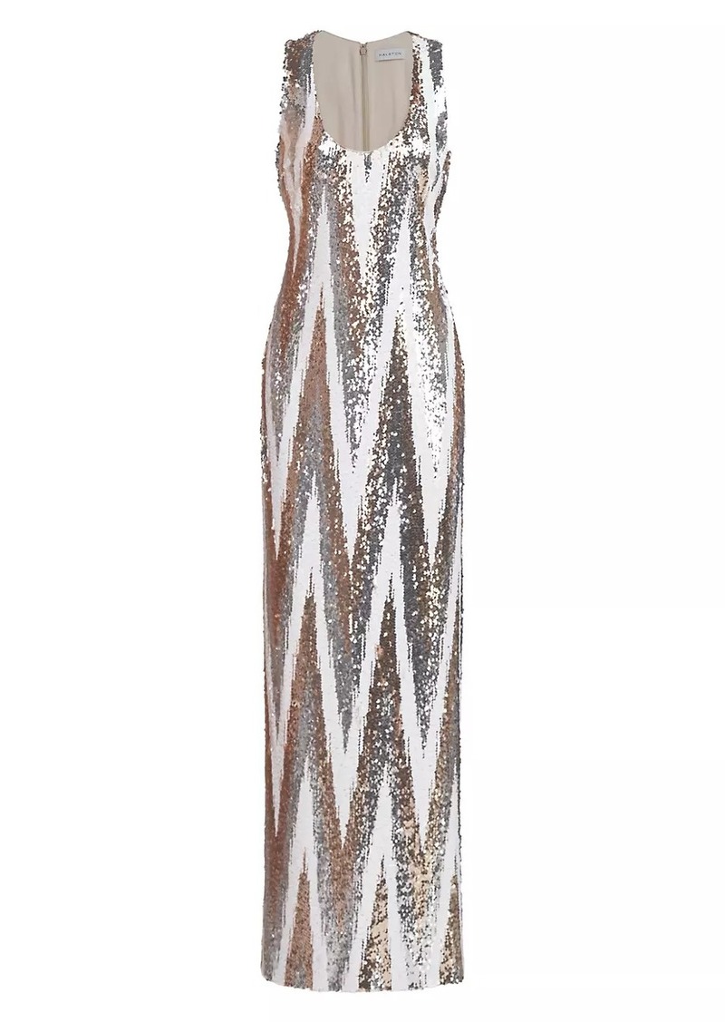 Halston Eleanor Chevron Sequin Gown