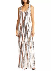 Halston Eleanor Chevron Sequin Gown