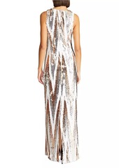 Halston Eleanor Chevron Sequin Gown