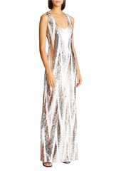 Halston Eleanor Chevron Sequin Gown