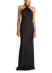 Halston Emie Satin Halterneck Gown