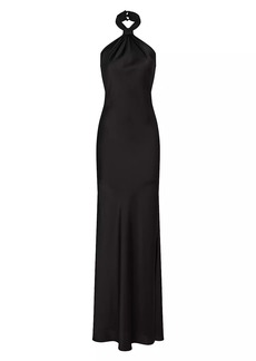 Halston Emie Satin Halterneck Gown