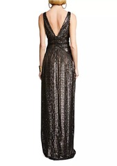 Halston Esra Sequined V-Neck Gown