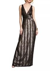 Halston Esra Sequined V-Neck Gown