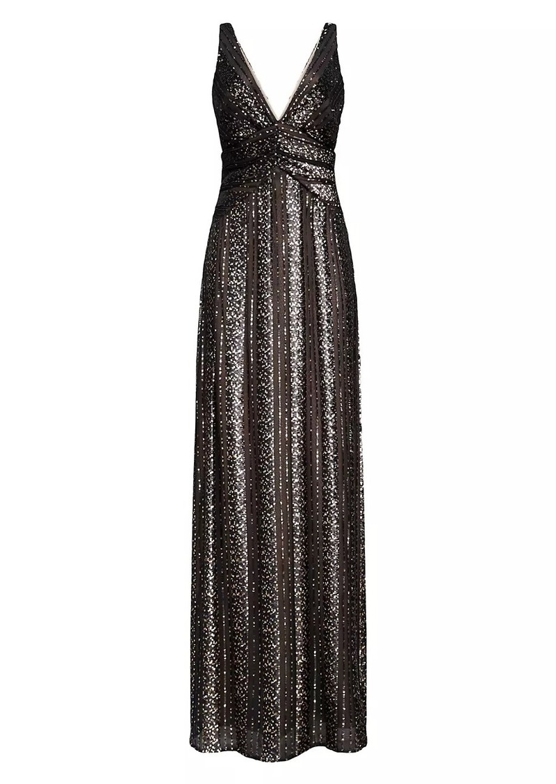 Halston Esra Sequined V-Neck Gown