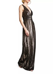 Halston Esra Sequined V-Neck Gown