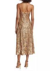 Halston Essence Leo Sequin Midi-Dress