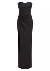 Halston Esther Strapless Crepe & Satin Gown