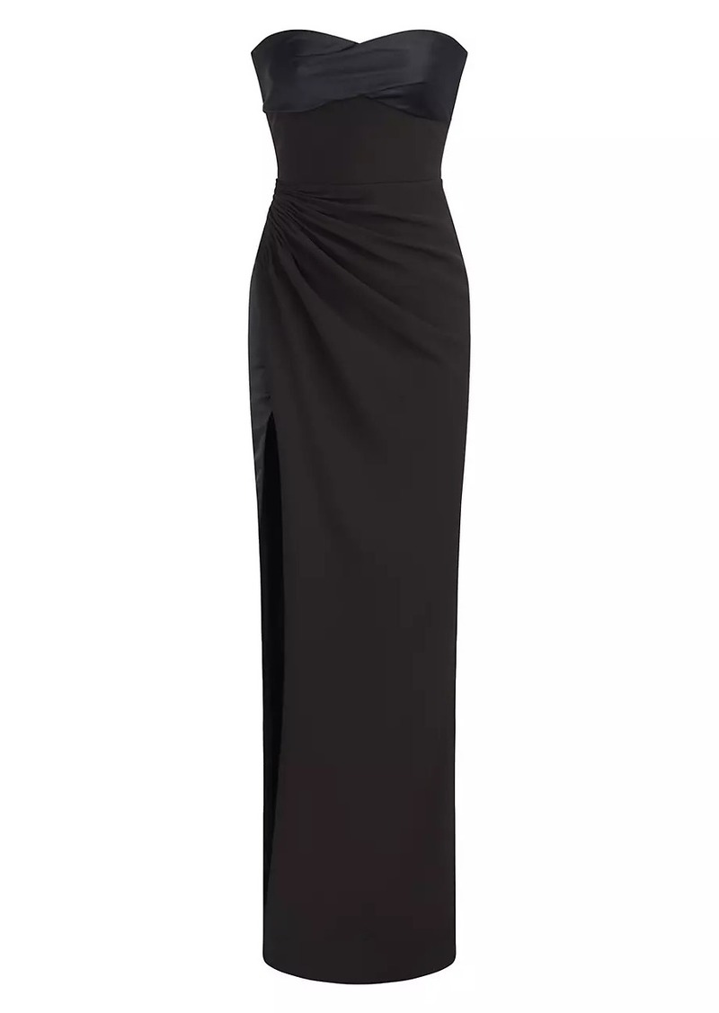 Halston Esther Strapless Crepe & Satin Gown