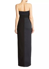 Halston Esther Strapless Crepe & Satin Gown