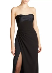 Halston Esther Strapless Crepe & Satin Gown