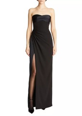 Halston Esther Strapless Crepe & Satin Gown