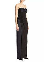 Halston Esther Strapless Crepe & Satin Gown