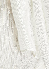 Halston - An pussy-bow silk-blend chiffon and Lurex bodysuit - White - US 0