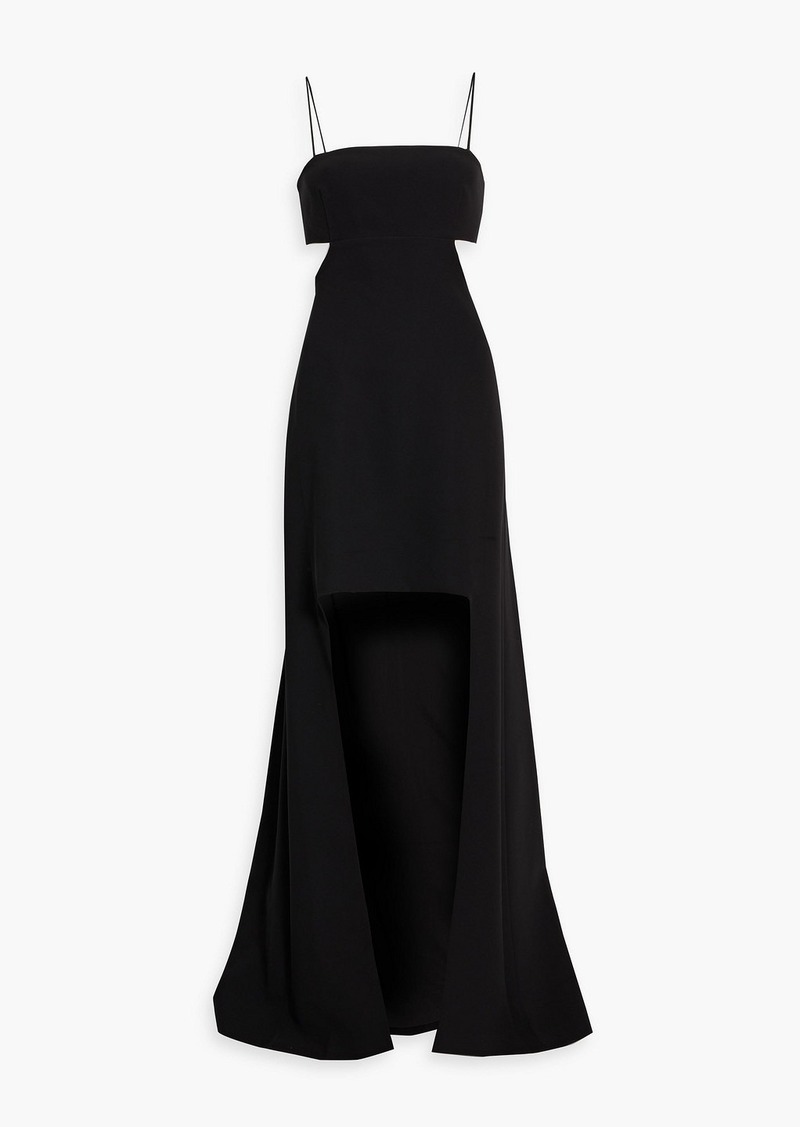 Halston - Asher asymmetric cutout stretch-crepe gown - Black - US 2