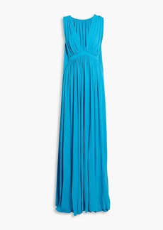 Halston - Ashley cape-effect gathered jersey gown - Blue - US 6