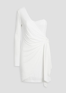Halston - Ashlynn one-sleeve wrap-effect draped mini dress - White - US 0