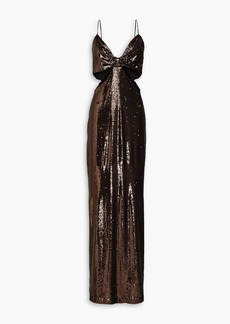 Halston - Chloe cutout sequined tulle gown - Metallic - US 12