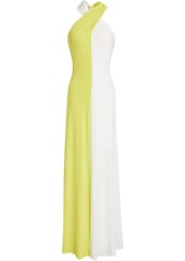 Halston - Dian two-tone pleated crepe gown - Green - US 0