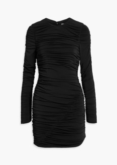 Halston - Gwen ruched stretch-jersey mini dress - Black - US 2
