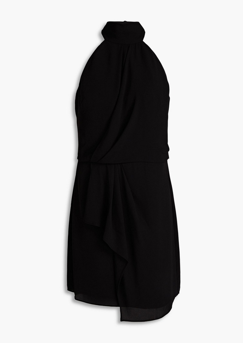 Halston - Harlow draped crepe de chine mini dress - Black - US 8