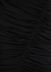 Halston - Hilary tulle-paneled ruched polka-dot stretch-jersey mini dress - Black - US 0