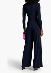 Halston - Kathryn twist-front cutout jersey wide-leg jumpsuit - Blue - US 8