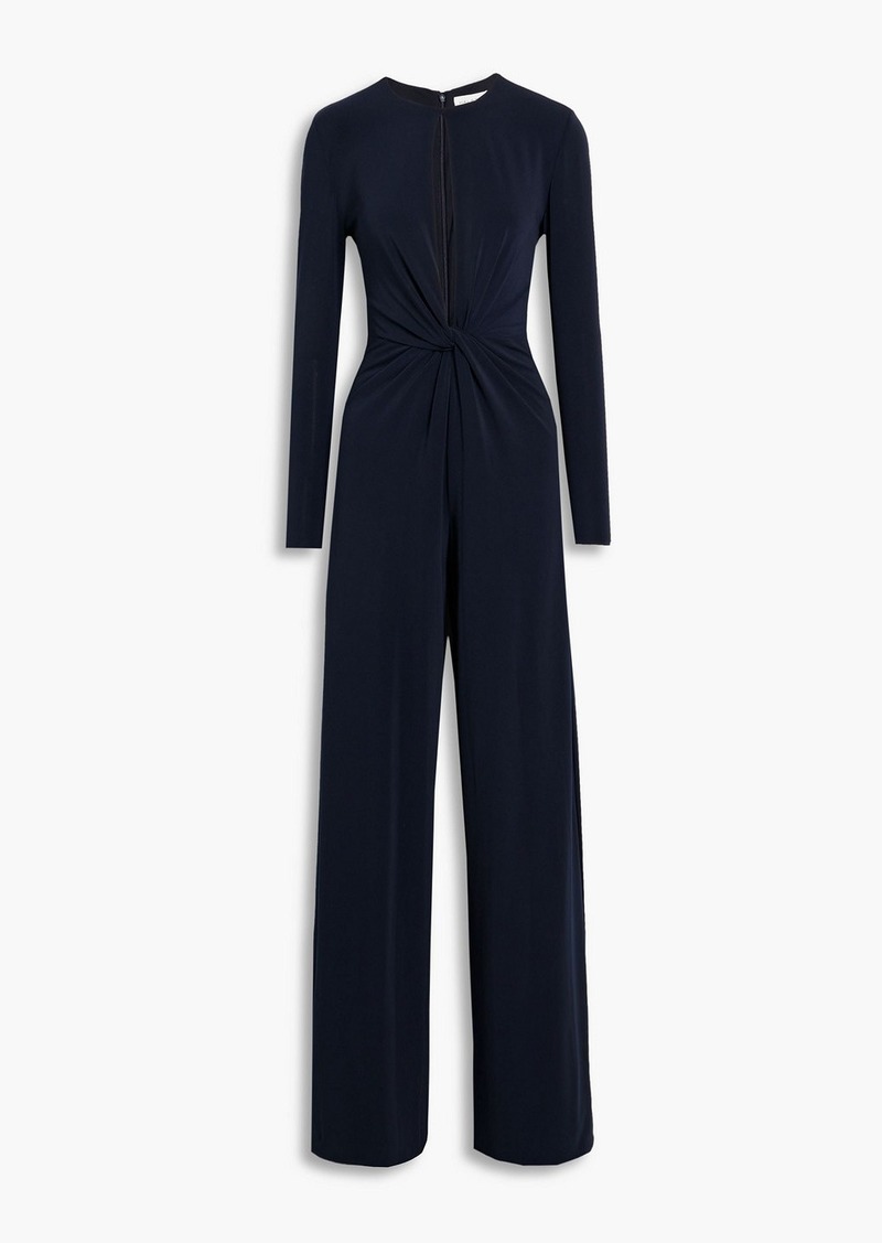 Halston - Kathryn twist-front cutout jersey wide-leg jumpsuit - Blue - US 4