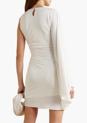 Halston - Kenna one-sleeve ruched jersey mini dress - White - US 10