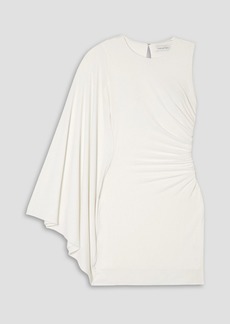 Halston - Kenna one-sleeve ruched jersey mini dress - White - US 10