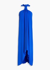 Halston - Knotted stretch-jersey halterneck dress - Blue - US 10