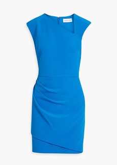Halston - Liona wrap-effect draped crepe mini dress - Blue - US 14