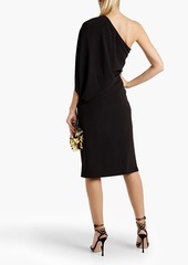 Halston - Lois one-shoulder draped stretch-crepe dress - Black - US 0