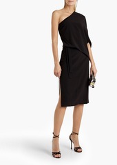 Halston - Lois one-shoulder draped stretch-crepe dress - Black - US 8