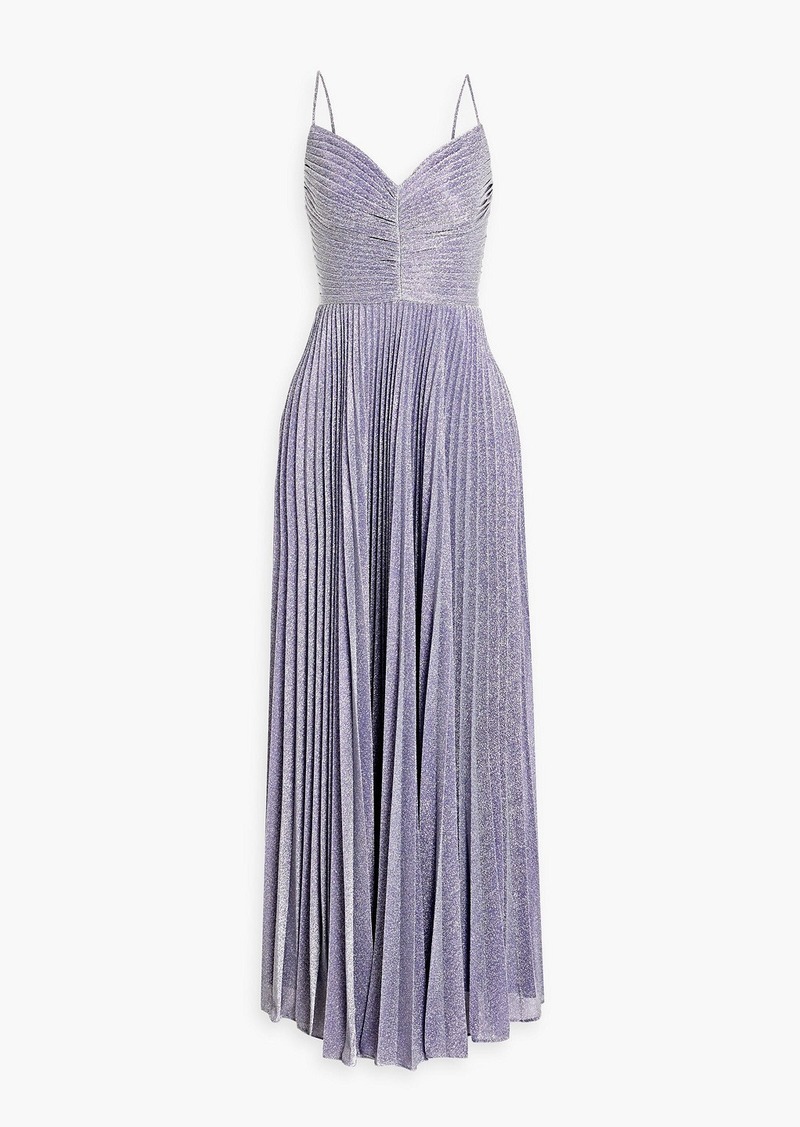 Halston - Maycee pleated metallic jersey gown - Purple - US 12