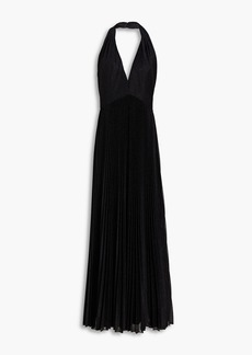 Halston - Metallic plissé-woven gown - Black - US 4